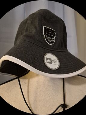 New Era NETS Gray Bucket Hat with White Trim and NBA Patch w/Adj.Chin StrapNWTS